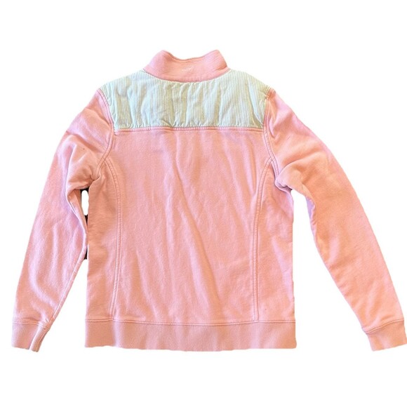Vineyard Vines Womens Pink and Mint Whale Embroidered Shep 1/4 Zip Shirt Small - Picture 2 of 9